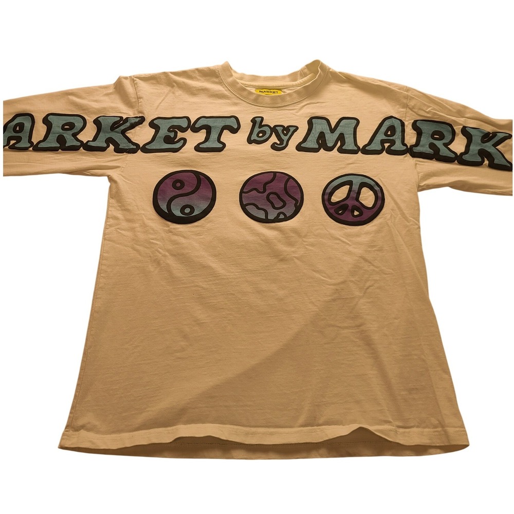 Market by Market White Long Sleeve Graphic‎ T-Shirt Peace Yin Yang Men's Large